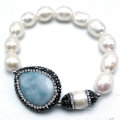 Natur Süßwasser Perle Armband mit Edelstein von Handmade mit Liebe